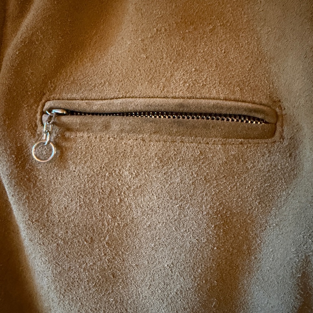 Schott NYC Men’s Suede Leather Bomber Jacket Sz Large in Tan Beige - Picture 10 of 14